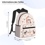Sac à Dos Personnalsié avec Nom et Initiale Style Girafe Zèbre Tigre Cadeau Anniversaire Rentrée Scolaire pour Garçon Fille