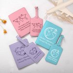 Henkilökohtainen monivärinen maailmankartta PU Nahka Passin kansi matkatavaroiden tagi asetettu nimi Travel loma syntymäpäivälahja matkailu innostunut