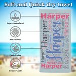 Personalisierte bunten sich wiederholenden Namen schnell trocknende überdimensionale Mikrofaser Strandtuch Sommer Reise wesentliches Geschenk für Frau