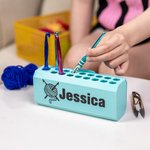 Personalised Multicolor 3D Printed 17 Hole Crochet Hook Storage Box Pull-out Display Stand with Name Mother's Day Birthday Gift for Knitting Lovers