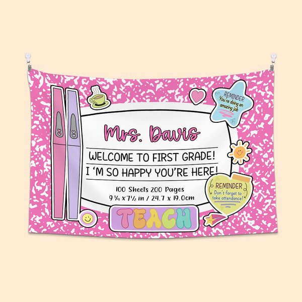 Henkilökohtainen Monivärinen Composition Book Design luokkahuoneessa Gobeliini teksti seinälle roikkuu sisustus takaisin kouluun arvostus viikko lahja