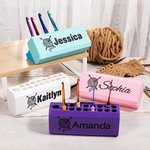 Personalised Multicolor 3D Printed 17 Hole Crochet Hook Storage Box Pull-out Display Stand with Name Mother's Day Birthday Gift for Knitting Lovers