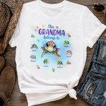 Personalized This Grandma Mom Belongs To 1-7 Cute Turtles 100% Cotton T-shirt Birthday Family Gift for Kid Mom