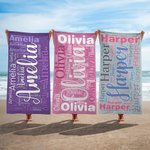 Personalisierte bunten sich wiederholenden Namen schnell trocknende überdimensionale Mikrofaser Strandtuch Sommer Reise wesentliches Geschenk für Frau