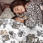 Personalisierte niedlichen Hund Katze Pfote Foto weiche kuschelige Decke mit Namen Geburtstag Geschenk für Tierliebhaber