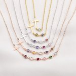 Personligt kors med flera 1-10 födelsestenar Familjehalsband Födelsedag Mors dag-present för kvinnor