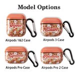 Personalised Boho Groovy Flowers Aesthetic Name AirPods Case with Keychain Birthday Gift for Girls