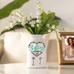 Personalized Sisters Will Always Be Connected By Heart Ceramic Vase with 2-10 Birth Flowers and Names Housewarming Birthday Gift for Sisters