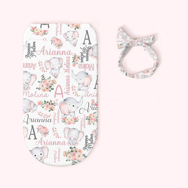 Flower Elephant Baby Set with Embroidered Name