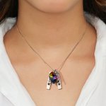 Personalized Engraved Rainbow Bridge Heart Paw Wing 1-3 Names Necklace Decorated with Crystals Sympathy Memorial Gift for Pet Lovers
