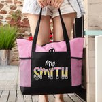 Personalisierte niedliche Bleistift-inspirierten Buchstaben große Kapazität Zippered Tote Bag mit Namen zurück zu Schule Anerkennung Geschenk für Lehrer