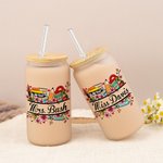 Personalized School Supplies Elements Name Frosted Glass Tumbler with Bamboo Lid and Straw Appreciation Teacher's Day Gift for Teacher