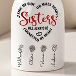 Personalized Sisters Will Always Be Connected By Heart Ceramic Vase with 2-10 Birth Flowers and Names Housewarming Birthday Gift for Sisters