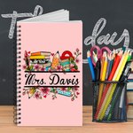 Personalised Pencil Blossoms A5 Spiral Notebook with Name Office Supplies Birthday Appreciation Gift for Teacher