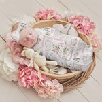Personalizzato Fiori Elefanti Carino Baby Fascia Swaddle Set con Nome Compleanno Baby Shower Regalo per Baby Girl Boy