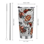 Personalized Leopard Print Football 20oz Name Tumbler with Lid and Straw Team Birthday Gift for Football Lovers Players