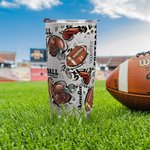 Personalized Leopard Print Football 20oz Name Tumbler with Lid and Straw Team Birthday Gift for Football Lovers Players