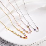 Personligt kors med flera 1-10 födelsestenar Familjehalsband Födelsedag Mors dag-present för kvinnor