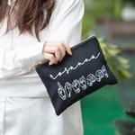 Personalised American Sign Language Canvas Portable Makeup Bag with Name Travel Essentials Thank You Gift for Deaf ASL Interpreter