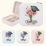 Personalized Bachelor Cap Birth Flower Bouquet Jewellery Box with Name and Year Class of 2025 Graduation Gift for Graduate