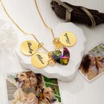 Personalized Engraved Rainbow Bridge Heart Paw Wing 1-3 Names Necklace Decorated with Crystals Sympathy Memorial Gift for Pet Lovers