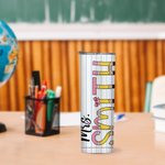 Personalizzato con lettere ispirate a una matita e nome da 20 once, tumbler con cannuccia e spazzola per la pulizia Regalo di apprezzamento per l'inse