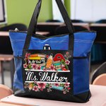 Personalised Book Flower Stationery Large Tote Bag with Name Back to School Appreciation Gift for Teacher