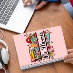 Personalised Pencil Blossoms A5 Spiral Notebook with Name Office Supplies Birthday Appreciation Gift for Teacher