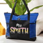 Personalisierte niedliche Bleistift-inspirierten Buchstaben große Kapazität Zippered Tote Bag mit Namen zurück zu Schule Anerkennung Geschenk für Lehrer