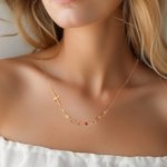 Personligt kors med flera 1-10 födelsestenar Familjehalsband Födelsedag Mors dag-present för kvinnor