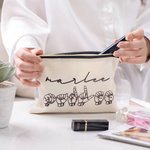 Personalised American Sign Language Canvas Portable Makeup Bag with Name Travel Essentials Thank You Gift for Deaf ASL Interpreter