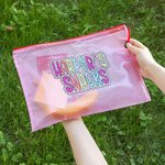 Personalised Dalmatian Dots Waterproof Mesh Zipper Pouch Snack Bag with Texts Back to School Camping Gift for Kids Friends