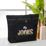 Personalisierte niedliche Bleistift-inspirierten Buchstaben große Kapazität Zippered Tote Bag mit Namen zurück zu Schule Anerkennung Geschenk für Lehrer