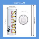 Personalizzato con lettere ispirate a una matita e nome da 20 once, tumbler con cannuccia e spazzola per la pulizia Regalo di apprezzamento per l'inse