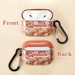 Personalized Boho Groovy Flowers Aesthetic Name AirPods Case with Keychain Birthday Gift for Girls