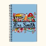 Personalised Pencil Blossoms A5 Spiral Notebook with Name Office Supplies Birthday Appreciation Gift for Teacher