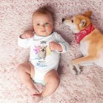 Personalised Cute 1-3 Pet Photos 100% Cotton Protect Baby Bodysuit with Name Birthday Baby Shower Gift for Baby Girl Boy