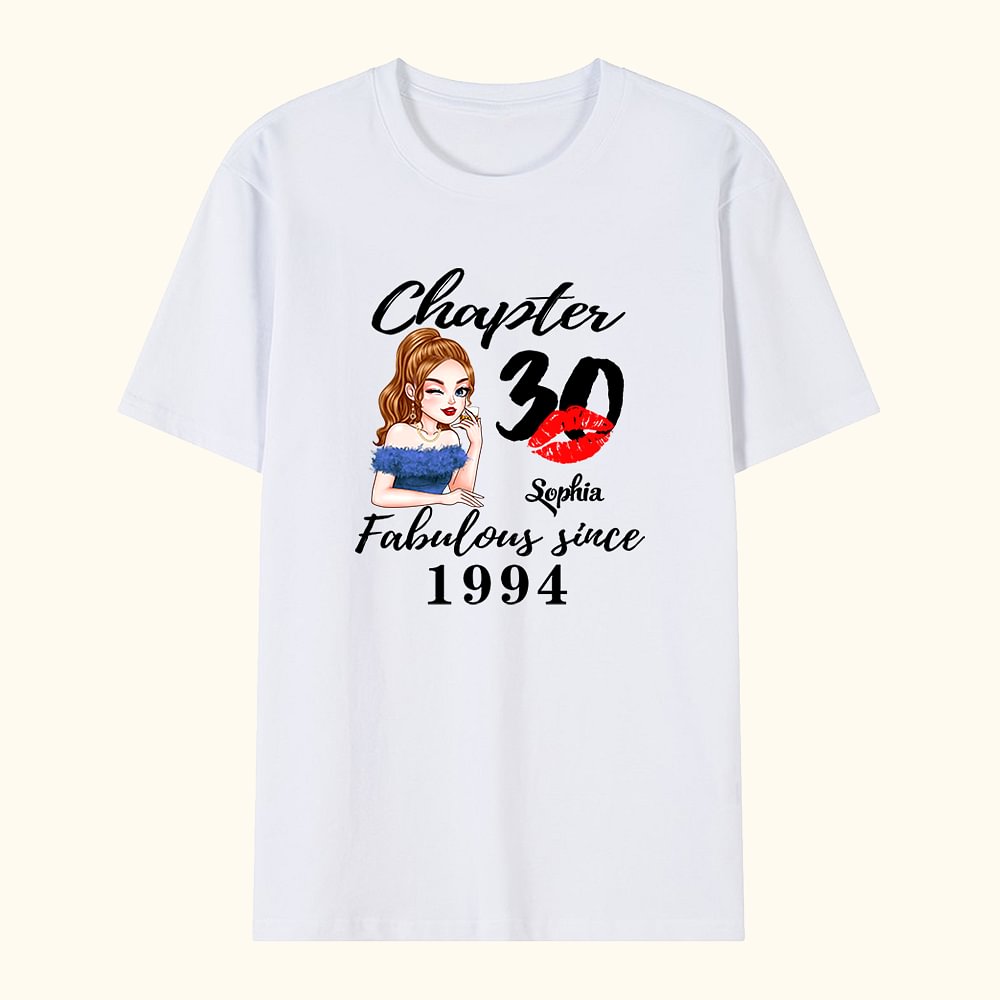 T-shirt et Sweat-shirt Personnalisés avec Date de Naissance et Nom Design Jolie Fille Lèvres Rouges Cadeau d'Anniversaire pour Femmes