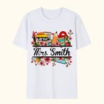 Personalisierte Pencil Book Peach Blossom Design 100% Baumwolle T-Shirt mit Text Lehrer Wertschätzung zurück zu Schule Geschenk für Lehrer