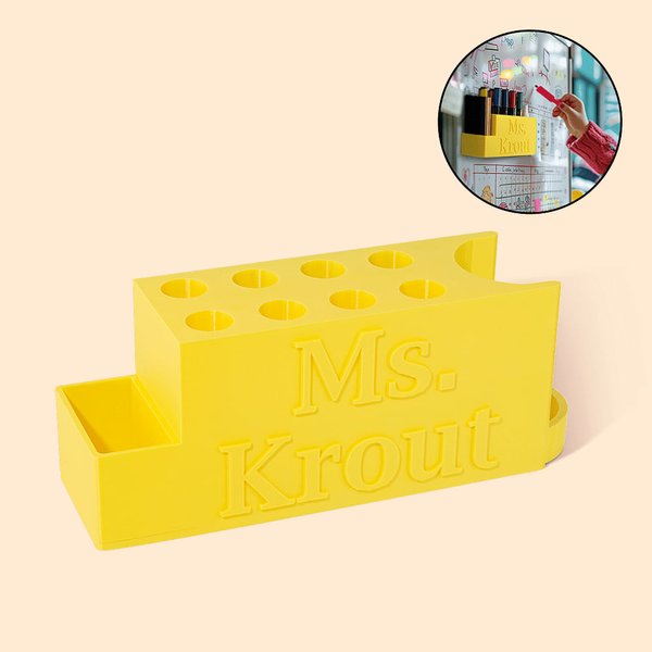 Personlig färgglad magnetisk markörhållare med 3D-utskrift och namn Whiteboard-tillbehör Present till lärare för skolstart