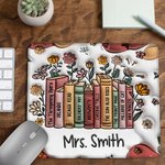 Personalized 3D Inflate Effect Flower Book Mouse Pad with Book Title and Name Non-slip Back to School Appreciation Gift for Teacher