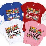 Personalisierte Pencil Book Peach Blossom Design 100% Baumwolle T-Shirt mit Text Lehrer Wertschätzung zurück zu Schule Geschenk für Lehrer