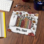 Personalized 3D Inflate Effect Flower Book Mouse Pad with Book Title and Name Non-slip Back to School Appreciation Gift for Teacher