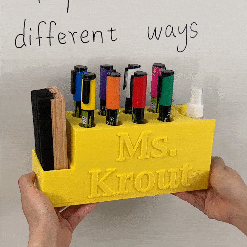 Personalised Colourful 3D Printing Magnetic Marker Holder with Name Whiteboard Accessories Back to School Appreciation Gift for Teacher