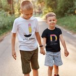 Personalized Cute Pencil Initial 100% Cotton Kid T-shirt with Name Back to School Birthday Gift for Boys Girls