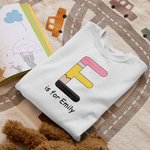 Personalized Cute Pencil Initial 100% Cotton Kid T-shirt with Name Back to School Birthday Gift for Boys Girls