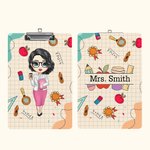 Personalized Cartoon Character Pencil Ruler Apple Design Portable Clipboard with Name Back to School Appreciation Gift for Teacher