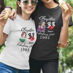 Personalised Pretty Sassy Girl Red Lip T-shirt and Sweatshirt with Year and Name Birthday Anniversary Gift for Women