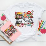 Personalisierte Pencil Book Peach Blossom Design 100% Baumwolle T-Shirt mit Text Lehrer Wertschätzung zurück zu Schule Geschenk für Lehrer
