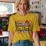 Personalisierte Pencil Book Peach Blossom Design 100% Baumwolle T-Shirt mit Text Lehrer Wertschätzung zurück zu Schule Geschenk für Lehrer